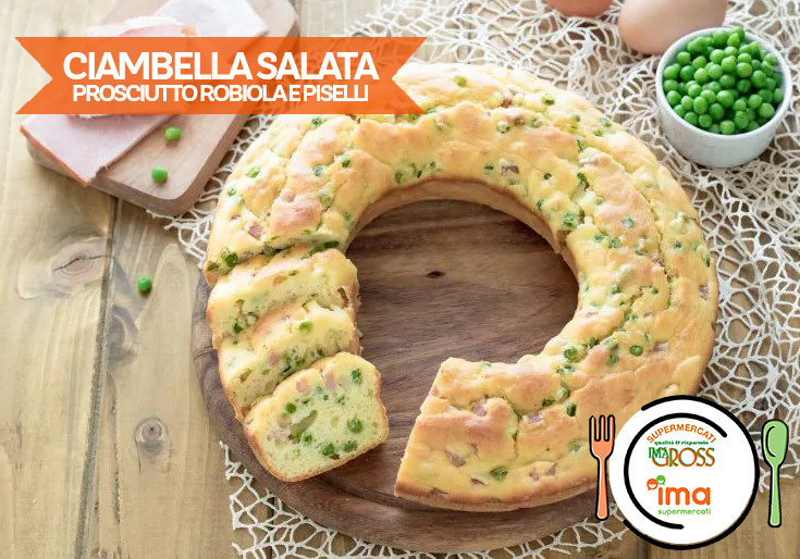 Ciambella salata alla robiola con piselli e prosciutto