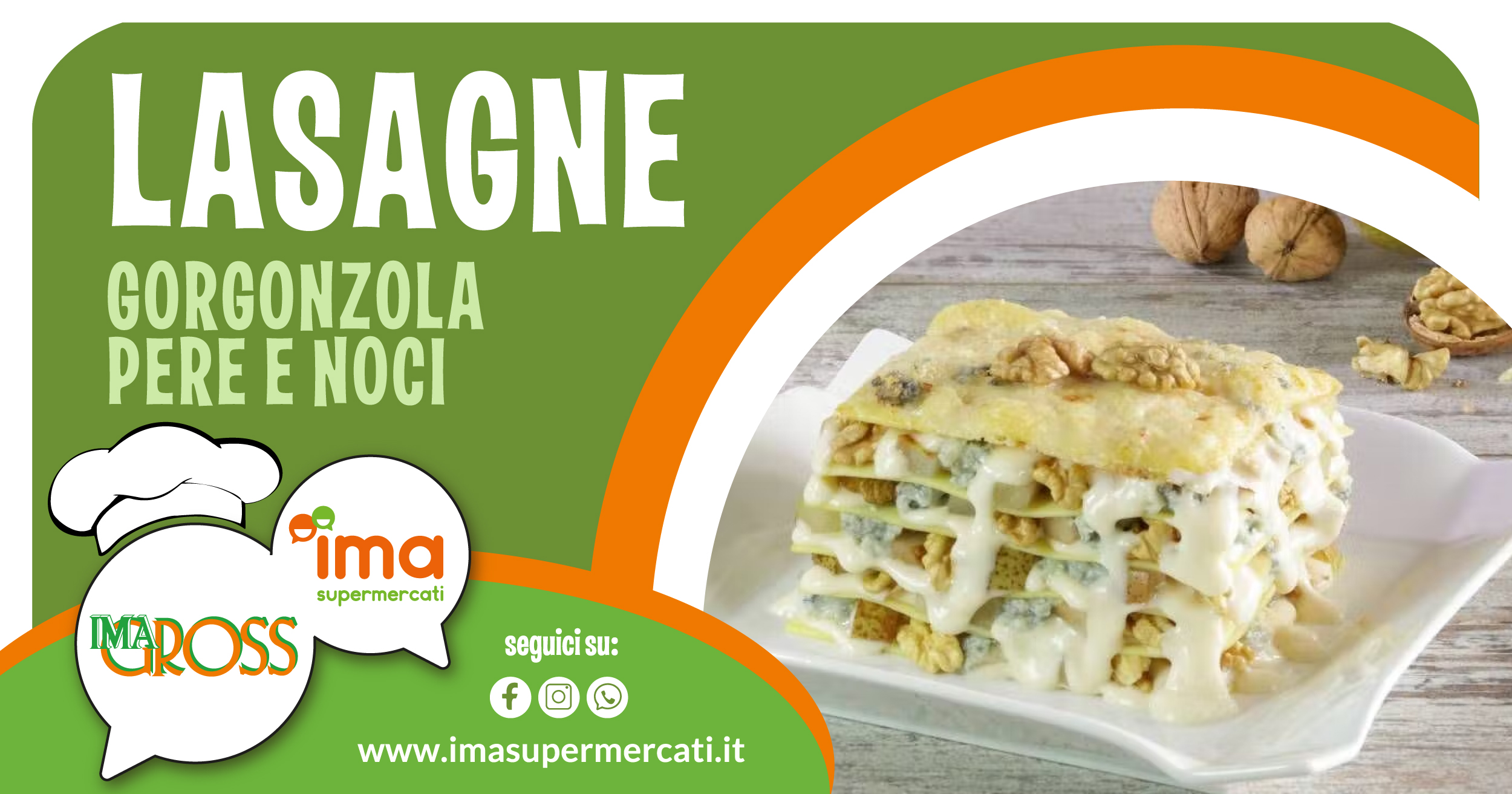 Lasagne con gorgonzola, pere e noci