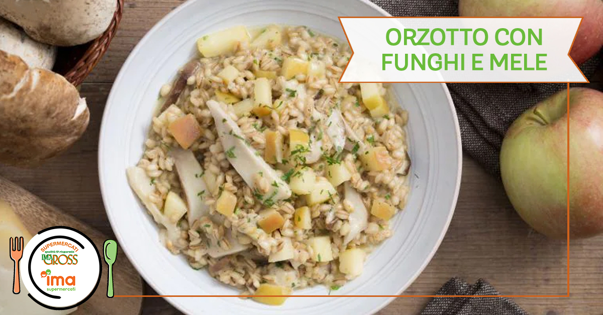 Orzotto con funghi e mele